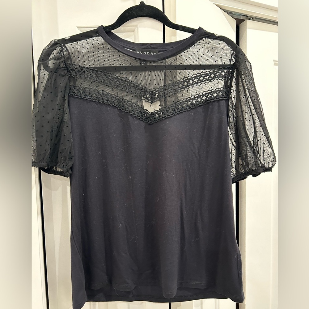 NWT Black sheer lace top
